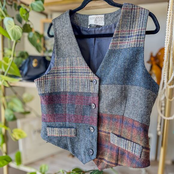 International Scene Made in Russia Wool Patchwork Vest Adjustable Waist, Size 14 - Picture 2 of 10